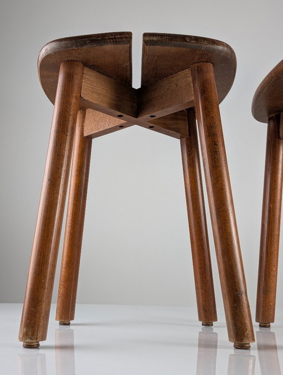 Image 1 of Coppia di sgabelli in legno di Pierre Gautier Delaye, Francia, anni '60