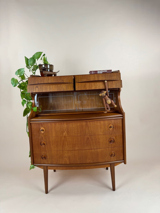 Image 1 of Gunnar Falsig for Holstebro Møbelfabrik – Sculpted Danish Teak Secretary