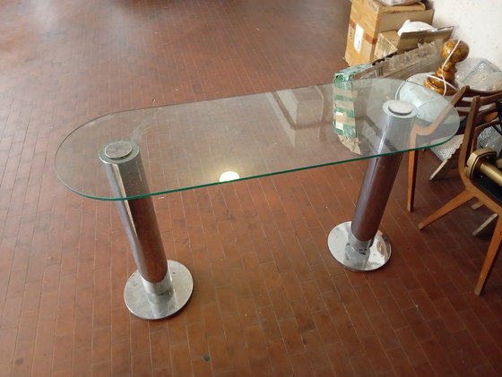 Image 1 of Sedie stile Marcel Breuer b32 Bauhaus design+tavolo vetro colonne in acciaio design 