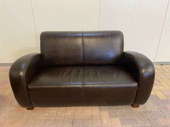 Image 1 of Divano in vera pelle marrone 3 + 2,5 posti
