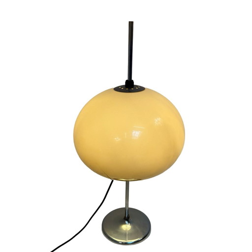 Pop Art / Space Age Design - Lampe champignon avec abat-jour en plexi brun et base chromée