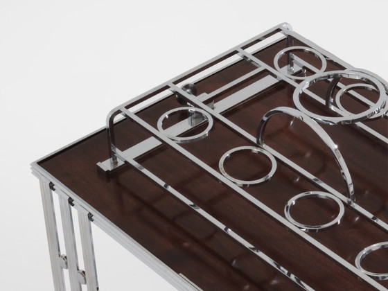 Image 1 of Tavolo da bar modernista francese in noce nichelato 1930