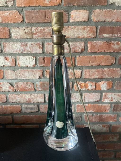 Val Saint Lambert 50 cm Kristalllampe in Smaragdgrün