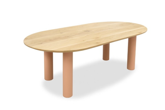 For Me Lab Saturne Tisch - Holzterrazzo und Rosametall – Esstische, Wood, Organic Modern (photo 5 of 5)