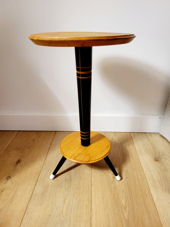 Image 1 of Tripod Vintage Plant Stand Or Table With 2 Shelves