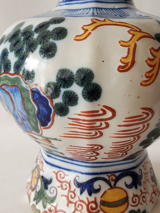 Image 1 of Polychrome Delftware bottle vase - Circa 1800 (ref 3870)
