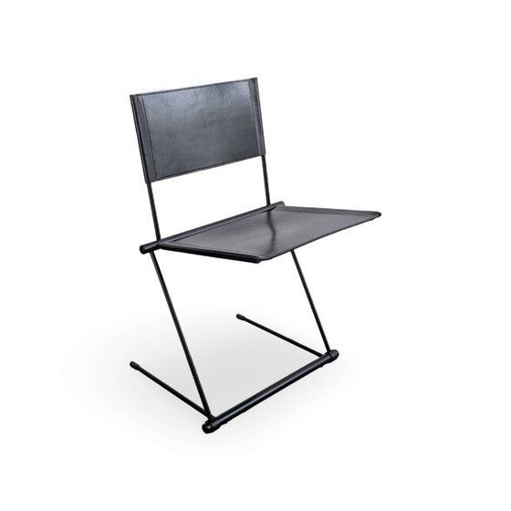 Set van 4 Originele Matteo Grassi Ballerina Stoelen Herbert Ohl Leer, Kuipstoelen, Gepolijst staal, Zwart (foto 3 van 9)