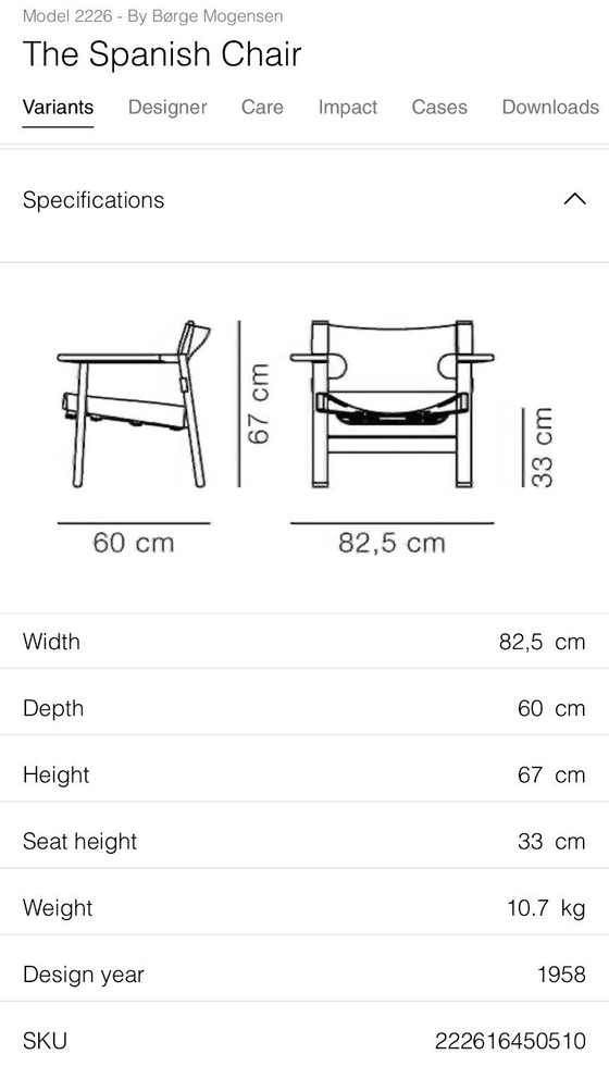 Image 1 of Fredericia 'The Spanish Chair', smoked solid oak/black leather