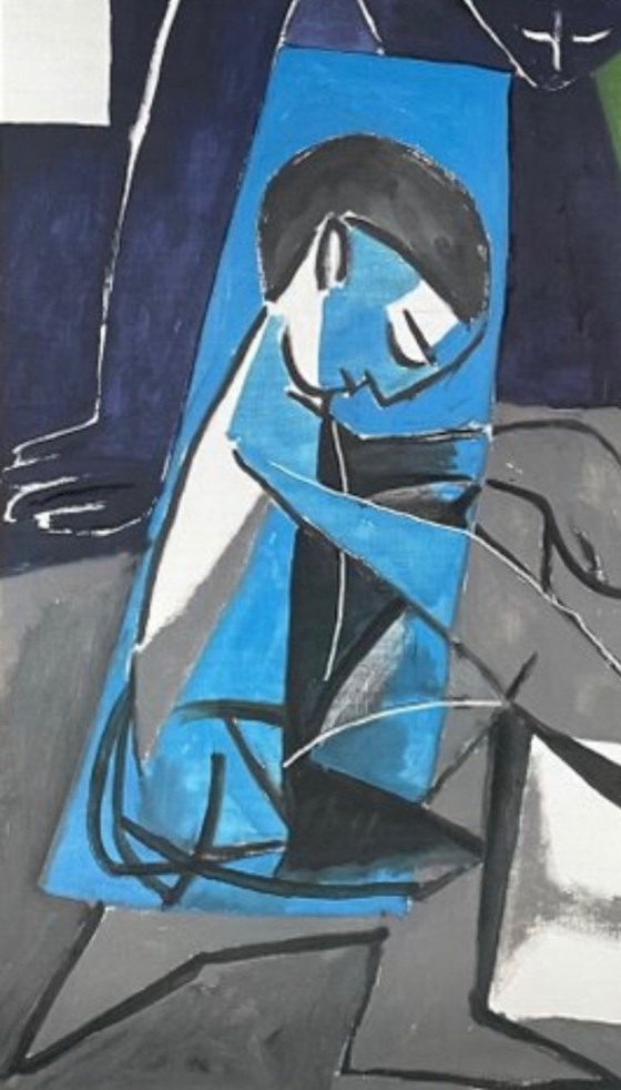 Image 1 of Pablo Picasso: "Claude disegna Francoise e Paloma, 1954". Stampato ufficialmente in Francia, Eredità Picasso, Parigi 2