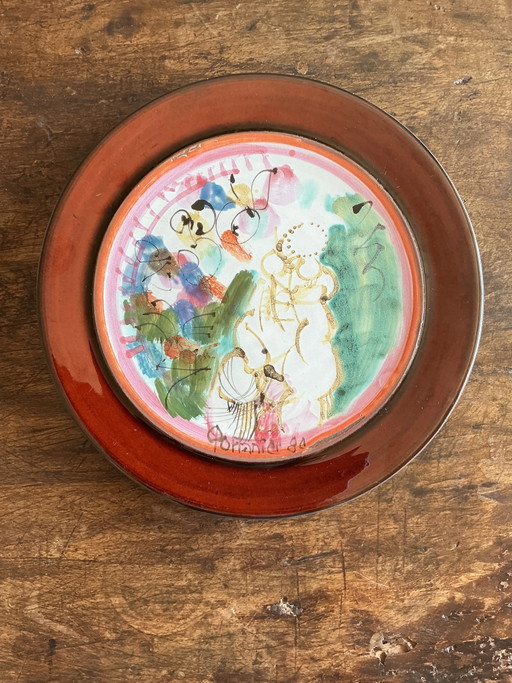 Piatto artistico in ceramica Gilbert Portanier 1980