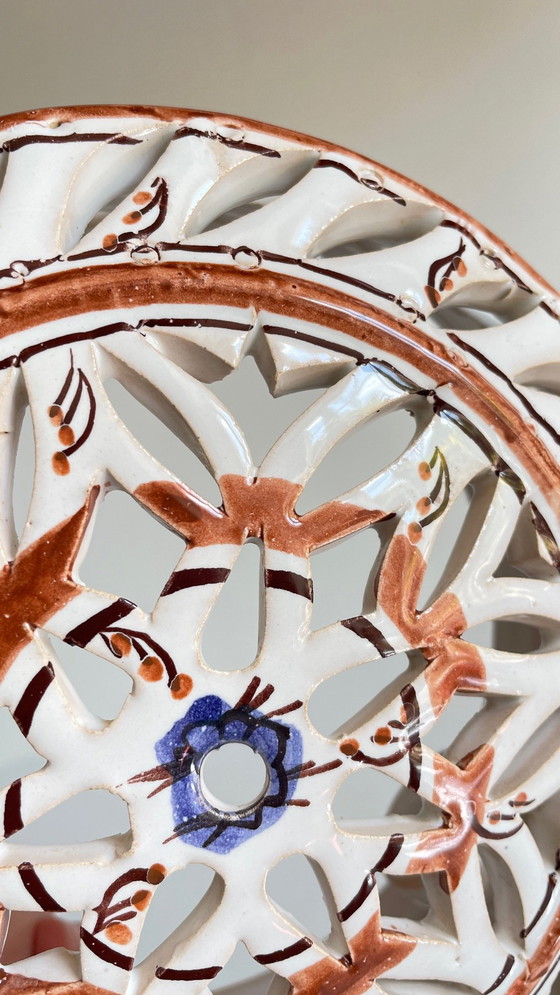 Image 1 of Kunsthandwerkliche Wandleuchte Terrakotta Zentrum Blau