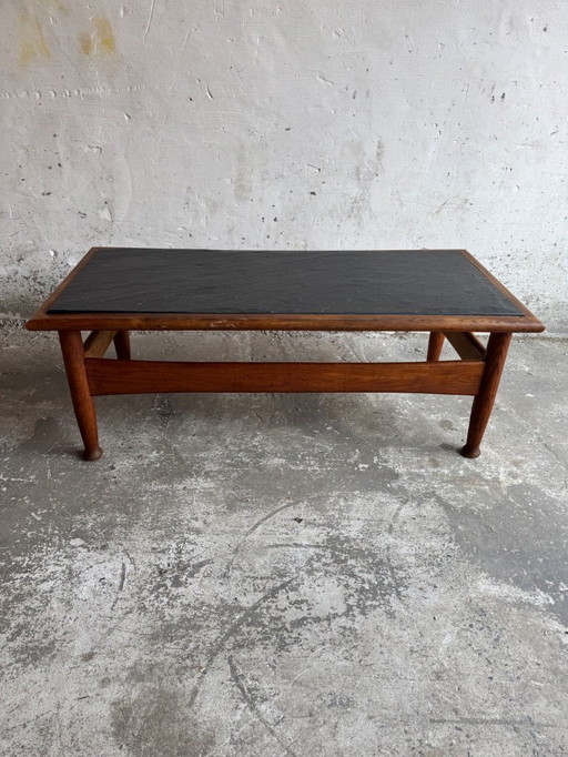 Vintage Oak Coffee Table with Slate Top  