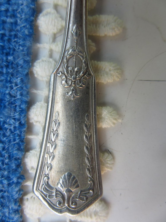 10 French Silver Plated "Metal Blanc" Small Forks Antique Art Nouveau (Ref. 080826) – Table accessories (photo 5 of 14)