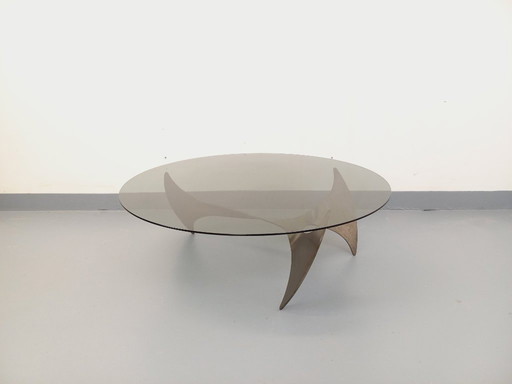 Vintage Propeller Coffee Table by Knut Hesterberg in Steel and Smoked Glass from the 1960s