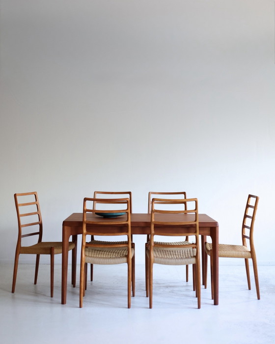 Set di 6 Sedie da pranzo vintage modello 82 papercord, Niels Otto Møller, Legno, Marrone (foto 10 di 12)
