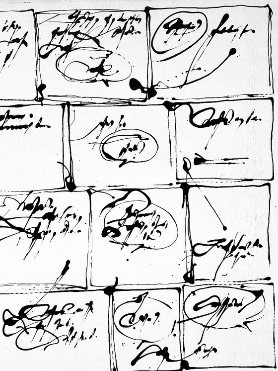 Image 1 of Robert Detheux (1932-2010) Immense painting on canvas from 1984 "Anecdotes without images" 160cm x 120cm