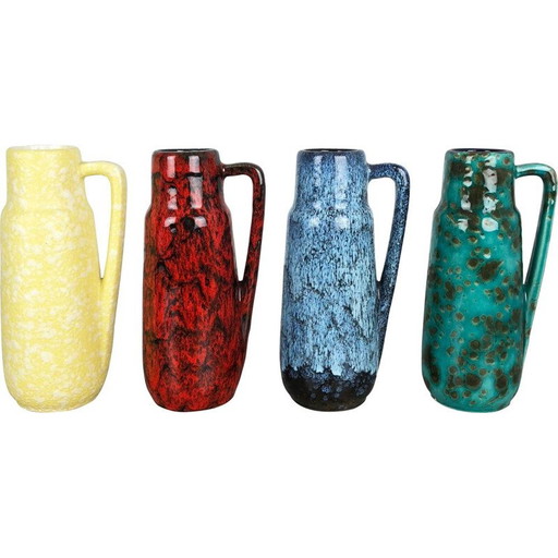 Ensemble de 4 vases en lave grasse en poterie "275-20" par Scheurich, Allemagne, années 1970