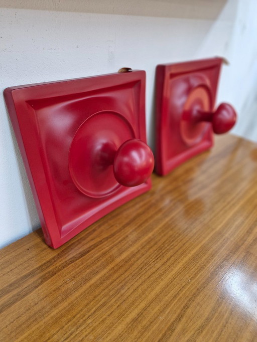Vintage coat rack hooks red space age