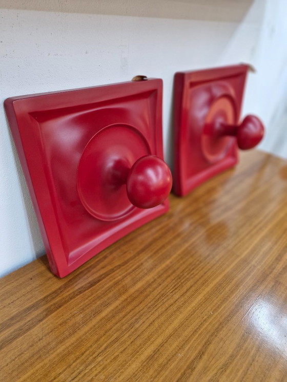 Image 1 of Vintage coat rack hooks red space age