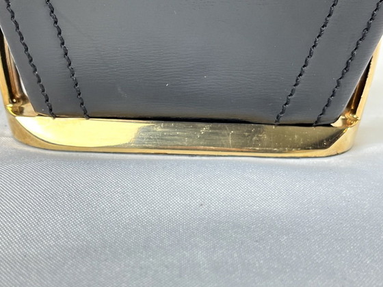 Image 1 of Portalettere in pelle e ottone di Maison Longchamps, metà secolo, Francia