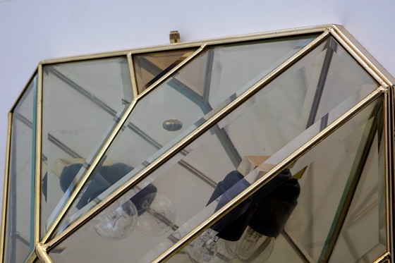 Image 1 of Plafoniere italiane di metà secolo in ottone e vetro smerigliato, '70