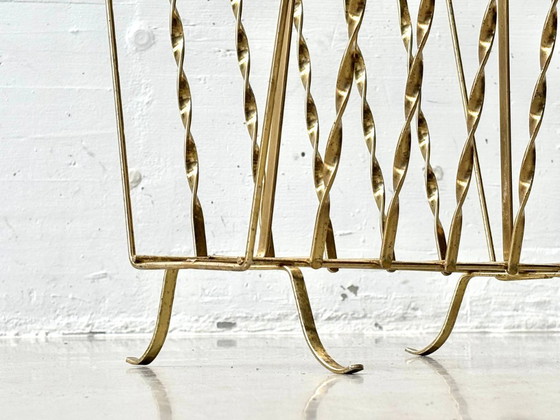 Image 1 of Vintage newspaper rack made of brass wire, 1960s