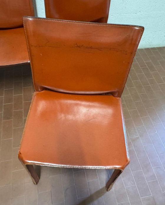 Ensemble de 8 chaises Cab 412 Cassina - Design de Mario Bellini, cuir – Chaises de salle à manger, Other (photo 7 of 15)