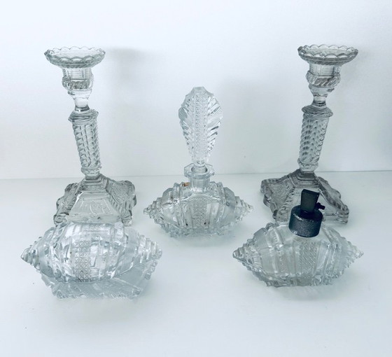 Image 1 of Val Saint Lambert - juego de gabinete - juego de perfume - vaso de cristal - años 1920