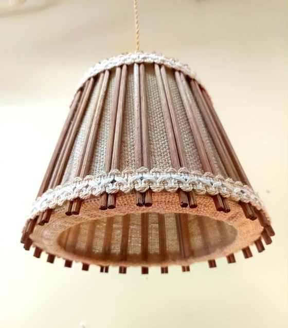 Image 1 of Scandinavische hanglamp van rotan en jute, 1970