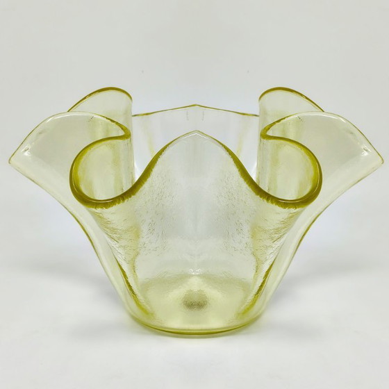 Image 1 of 1970s Italian Murano Glass Yellow "Fazzoletto" Handkerchief Vase by Dogi
