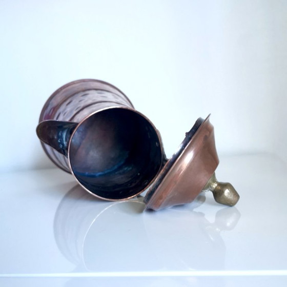 Image 1 of CAFFETTIERA ANTICA ARTIGIANALE IN RAME E OTTONE