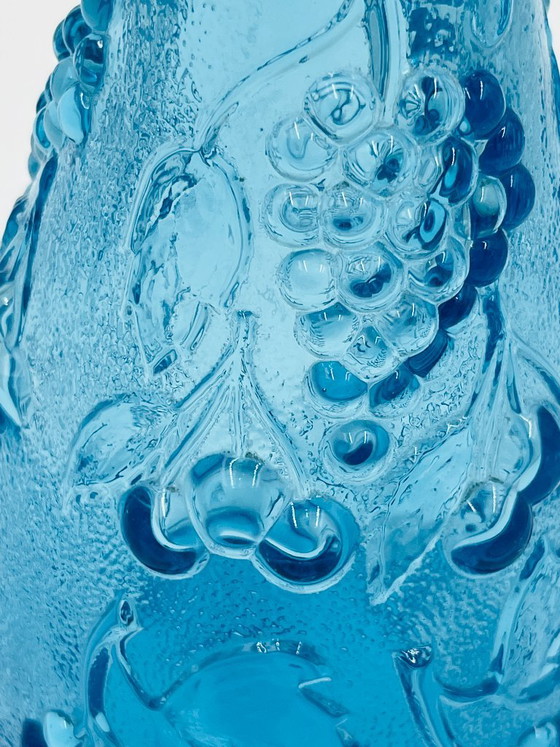 Large vintage blue glass bottle from Empoli – Glass & Decanter (photo 7 of 12)