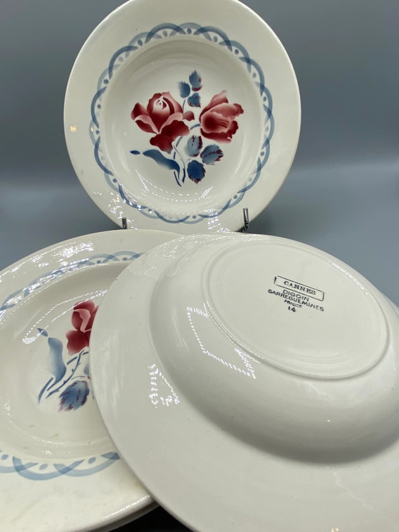 4 Deep Plates Digoin & Sarreguemines – Cannes Model – Rose Pattern – 22 cm – Decorative Objects (photo 4 of 6)