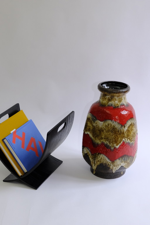 Vintage-Vase in rot/braun
