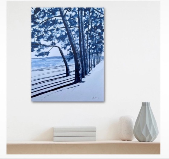 Image 1 of Indigo-inkt op wit papier, 40x30cm