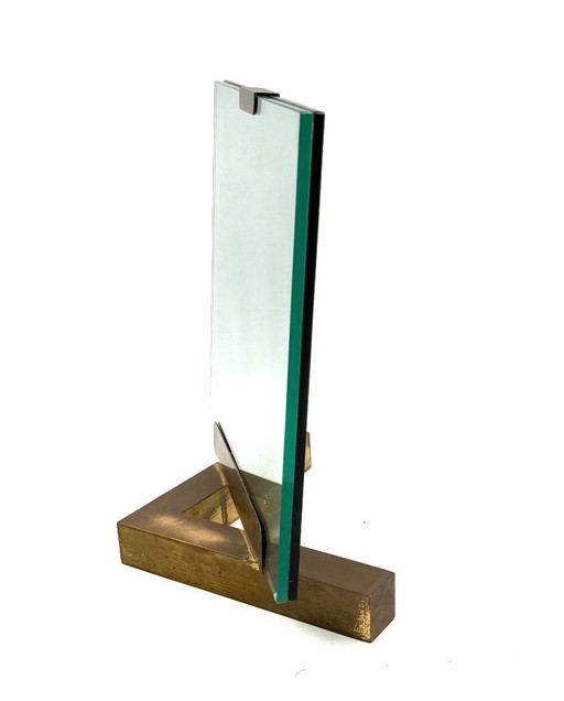 Bilderrahmen aus Messing und Glas im Hollywood-Regency-Stil, nach Art von Gabriella Crespi, Italien, 1970er Jahre