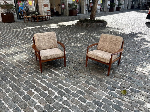 Pareja de sillones, por Grete Jalk, para France & Son, Dinamarca, años 60