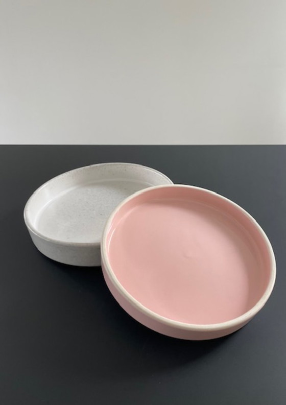 Image 1 of Keramieken Schalen Set 2 Wit Roze Glazuur