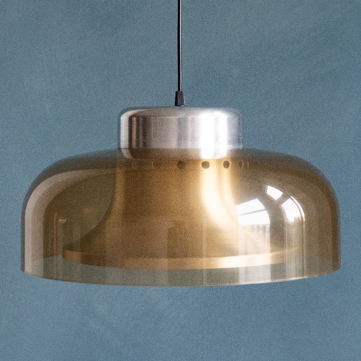 Space Age Herda Pendant Lamp with Amber Plexiglass Shade