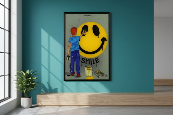 Image 1 of R.F.Art - Smile - Lightbox - Handsigniert - 3D-Konstruktion Im Holzrahmen
