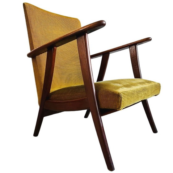 Image 1 of Vintage mid-century Scandinavian armchair teak ochre yellow 1960's