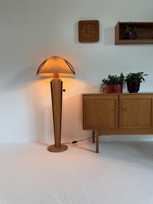 Vintage adjustable alder floor lamp, Domus ‘80