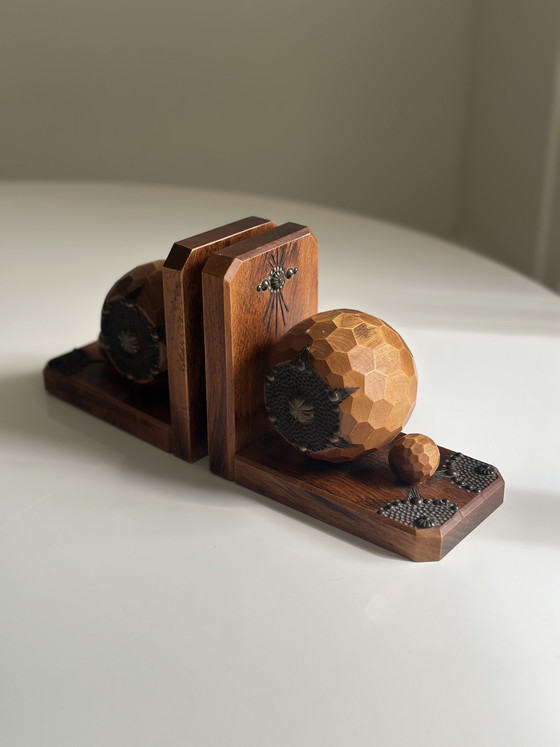 Image 1 of Art Deco Bookends Wood and metal