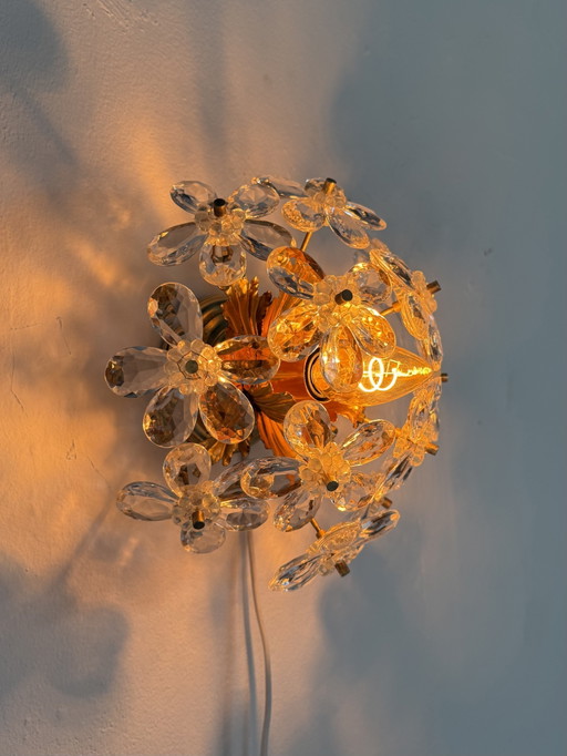 Vintage Brass & Glass Wall Lamp, Denz Leuchten ‘70 – wandlampen