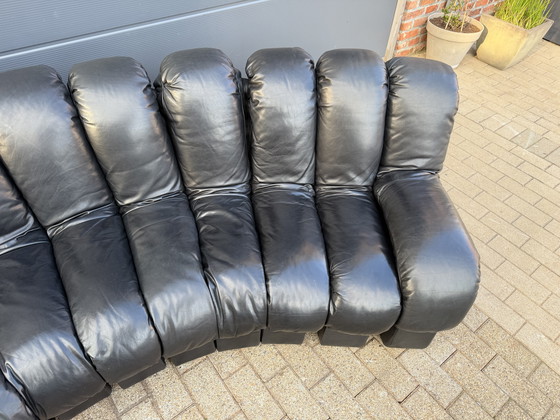 Image 1 of De Sede DS600 Snake Tatzelwurm 13-piece set in black leather in top condition!
