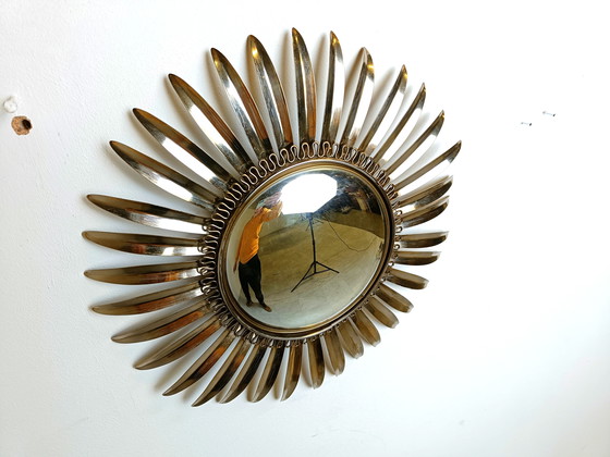 Image 1 of Vintage messing Sunburst spiegel, 1970