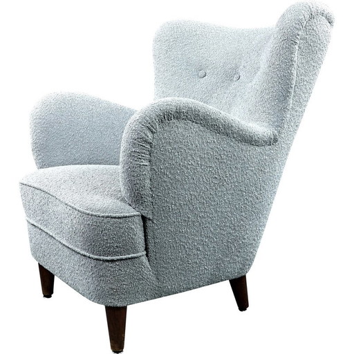 Fauteuil vintage en tissu Boucle, Scandinavie 1950