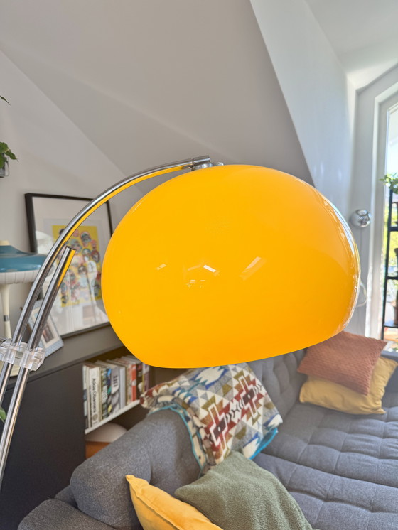 Image 1 of Vintage German Arc Floor Lamp with Telescopic Structure – Space Age 70s Mid-Century Modern UFO Light – Guzzini Era