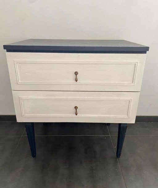Vintage-Nachttisch mit 2 Schubladen