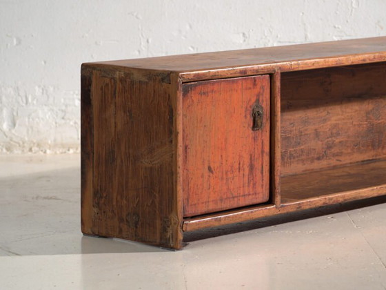 Meuble bas ancien en orme, Chine, vers 1900, Vaisseliers, Laiton, Bois, Marron, Rustic (photo 17 sur 40)